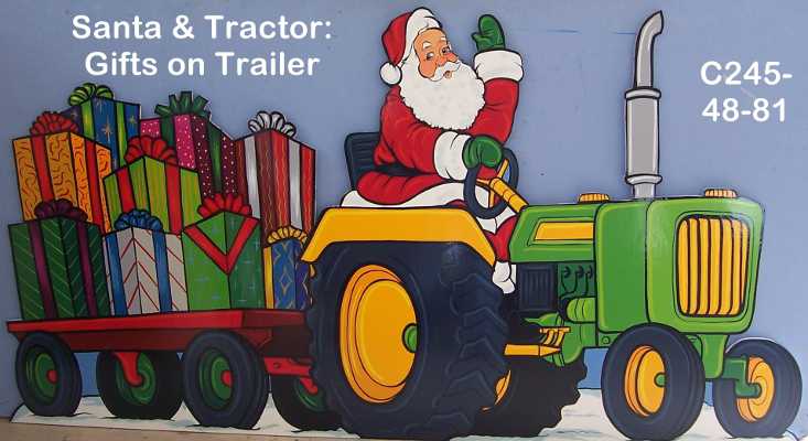 C245Santa & Tractor: Gifts on Trailer